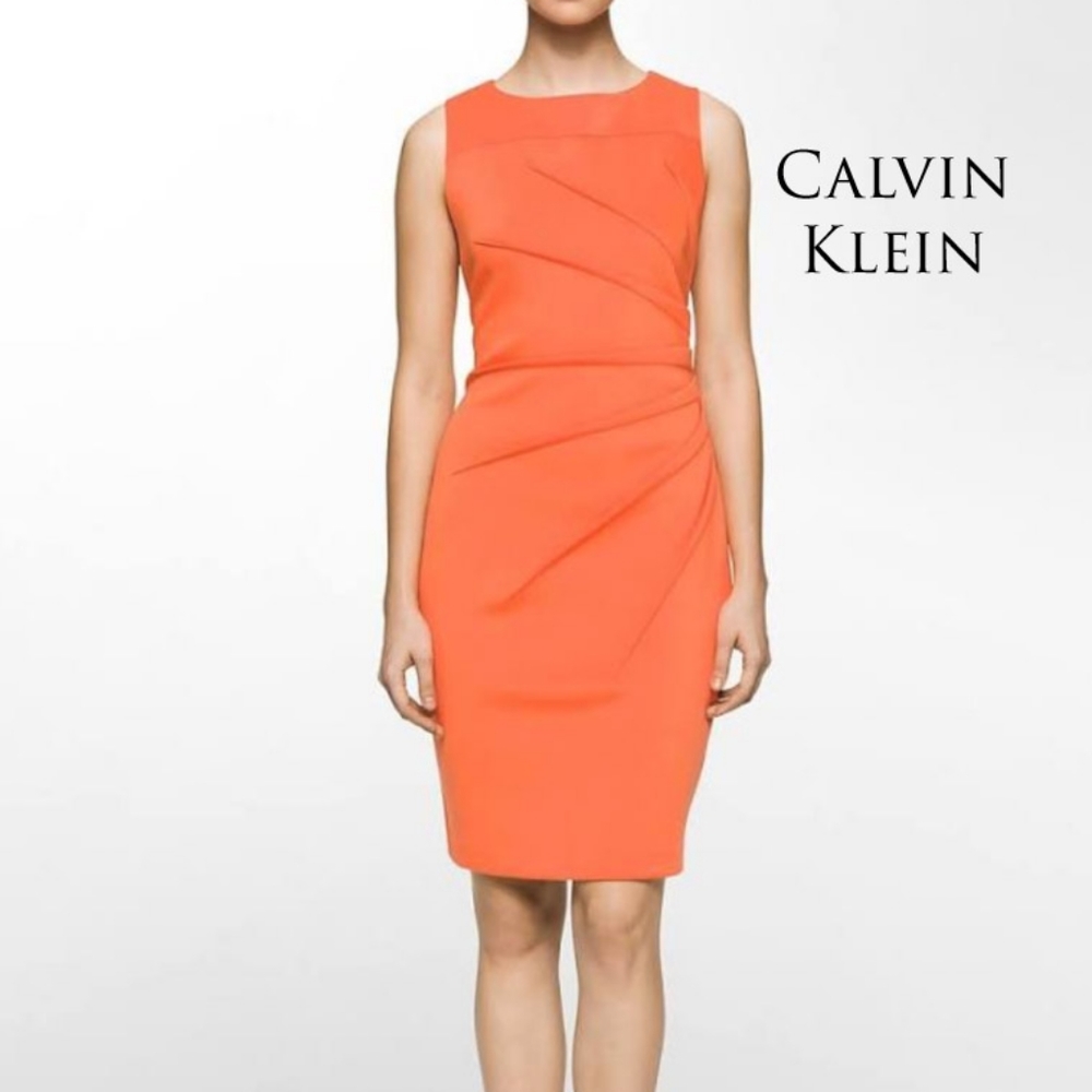 CALVIN KLEIN Orange Sheath Dress